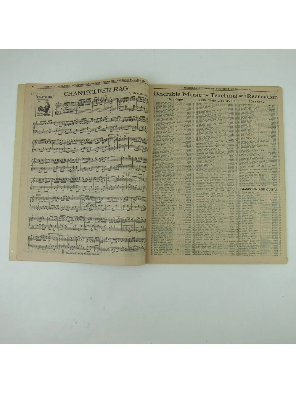 McKinley Music Co Catalog of Sheet Music Chicago New York Antique 1911 RARE